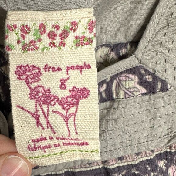 Vintage Y2K Free People Boho Kantha Trim Hippie Peasant Milkmaid Top Size 8 - Picture 6 of 8